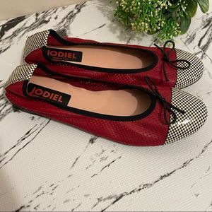 Jodiel Italian women’s flats leather red/white shoes Size EU 39